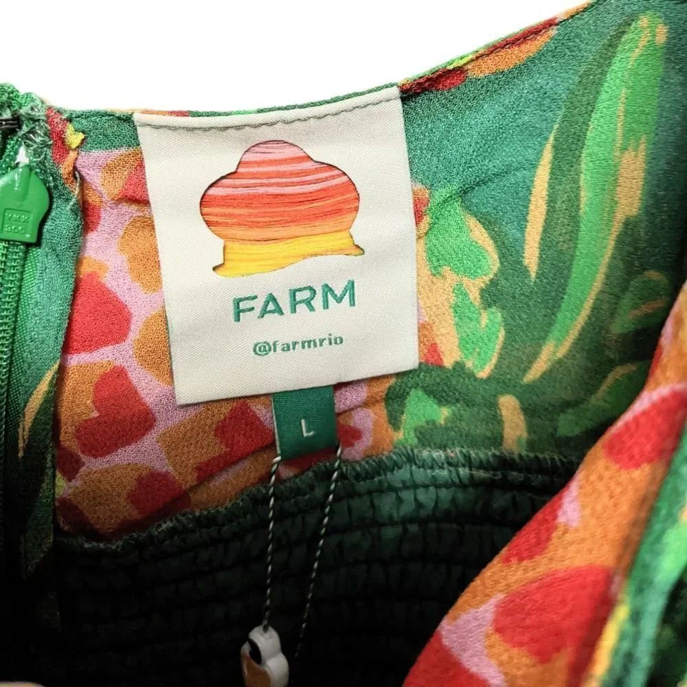 NWT FARM RIO Pineapple Galore Smocked Waist Maxi Dress L - Picture 6 of 11